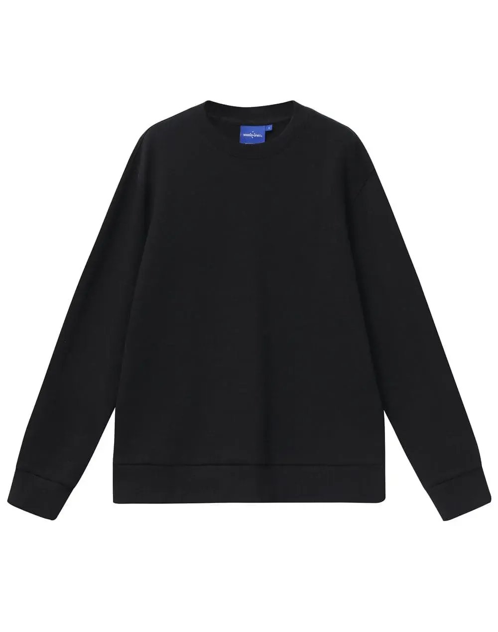 Unisex Air-layered CVC Crew Nech Sweater FL05 in Black